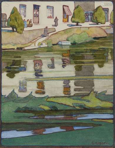 Gertrude Massey RMS, British 1868-1957- Reflections; watercolour, signed, 15.5x12.5cm (ARR)