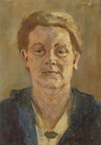 Johan Jan Damme, Dutch 1894-1962- Studie, Portret Moeder; oil on panel, signed and dated 1937, bears