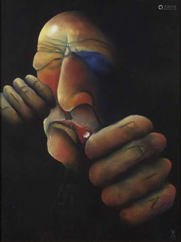 Mackenzie Thorpe, British b. 1956- Pain; pastel on textured paper, signed with initials, 83.5x63.