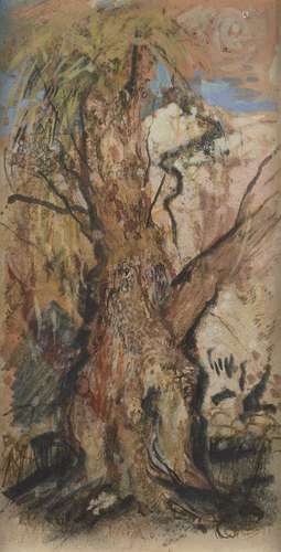 Dan Llywelyn Hall, Welsh b.1980- Lucy’s Tree, 2006; mixed media on paper, 22.5x13cm(ARR) Provenance: