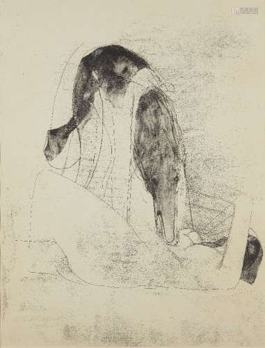 Karl Weschke, German/British 1925-2005- Woman and Dog, 1971; etching with aquatint on wove,