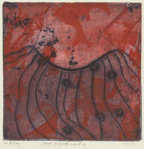 Mark Visione, Australian b.1953- Salome Fragment and Variation, 1990; etching in colours on wove,