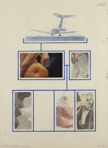 Michael Rees, American late 20th early/21st century- Lift off!; collage on paper, signed and dated