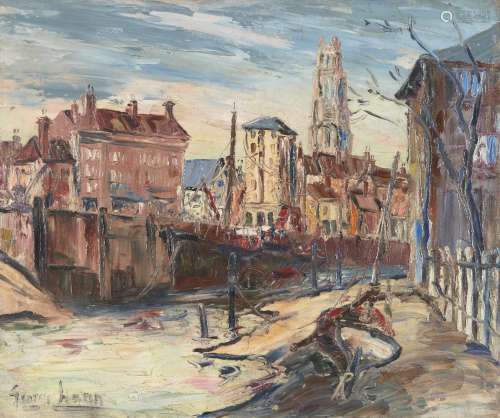 George Hann, British 1900-1979- Harbour scene; oil on canvas, signed, 50.5x59.5cm(ARR)Please refer