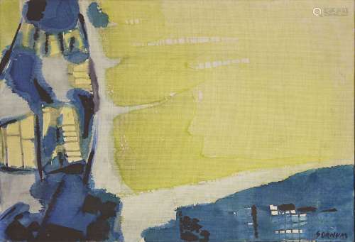 Borge Sornum, Danish, 1920-1985 Untitled composition; mixed paint technique on canvas, signed