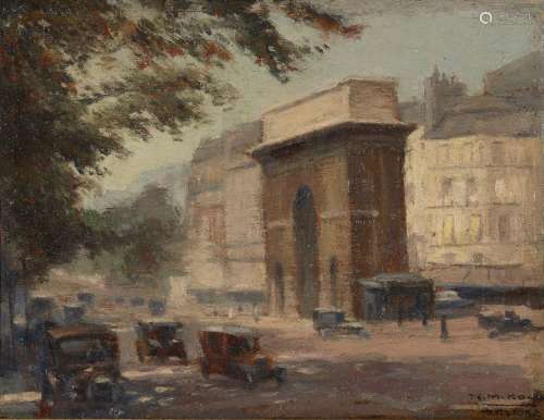 R M Kogge, French School, early 20th century- La Porte St Martin, Paris; oil on panel, signed,