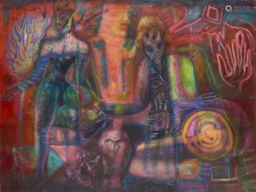Alejandro Romero, Mexican b.1948- Jazz Musicians; mixed media on paper, signed, titled and dated