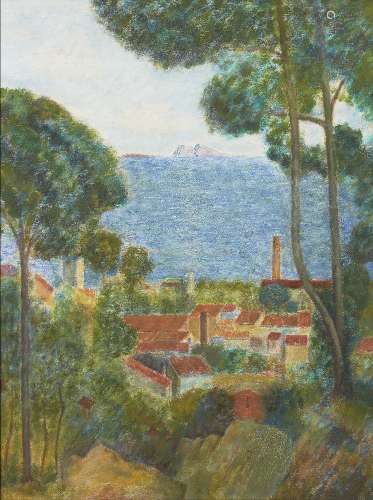 Italian School, mid-late 20th century- Coastal town; oil on board, 62.5x47cmPlease refer to