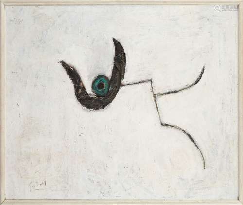 F Dull, British, mid-late 20th century- Untitled white abstract (recto) and Untitled blue