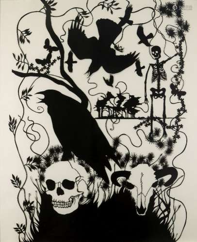 James Aldridge, British b.1971; Spirit in Black, 2006; black paper cut out on wove, sheet 119.5 x