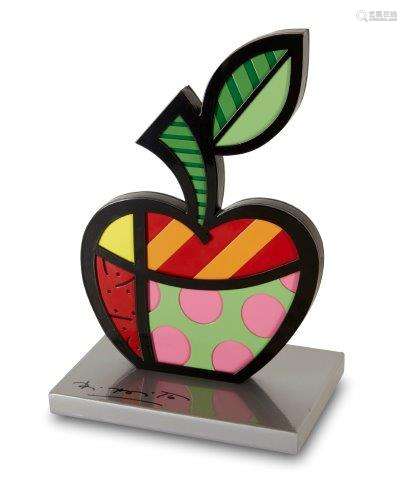 Romero Britto, Brazilian b.1963- Apple; mixed media sculpture, signed and numbered 462/1000 26cm (