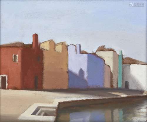 Roger de Montebello, French b.1964- Venezia, Burano; oil on panel, signed, titled and dated 29th Mai