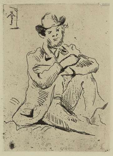 Paul Cezanne, French 1839-1906- Guillaumin au Pendu, 1873; etching on laid, monogrammed to the