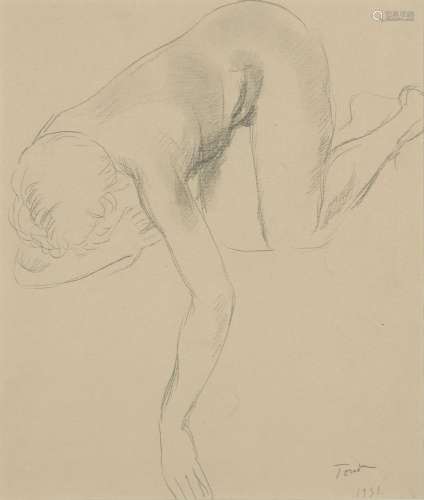 André Albert Tondu, French 1903-1980- Female nude study; pencil, signed and dated 1931, 32.5x27.