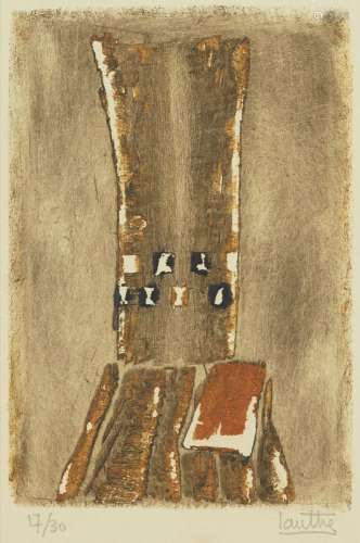 Jean Lauthe, French 1918-1982- Untitled; lithograph in colours, signed and numbered 17/30 in pencil,