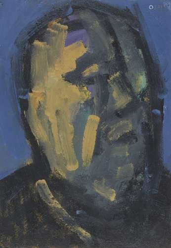 Thomas Newbolt, British b.1951- Head, 1986; oil on paper mounted on board, bears an inscription on