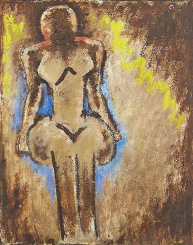 Josef Herman OBE RA, British/Polish 1911-2000- Seated Nude, 1990; oil on board, signed verso,