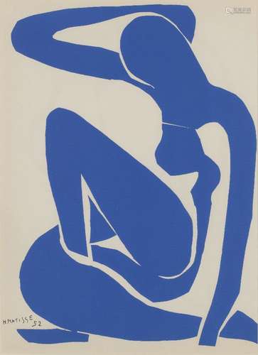 Henri Matisse, French 1869-1954- Nu Bleu- Femme Assise No 1, 1959; lithograph in blue on wove,