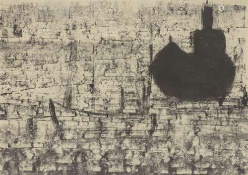 Alan Lowndes, British 1921-1978- Untitled (ships monotype); monotype on wove, signed and