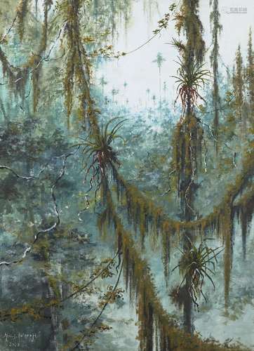 Harry Holcroft, British 1951-2013- Rainforest, Benin, West Africa; oil on canvas, signed and dated