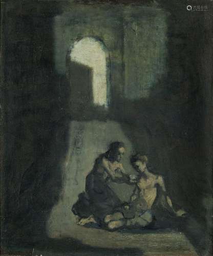 Léon Zack (Lev Vasilevich Za), Russian 1892-1980- The Prisoner; oil on canvas, signed lower right,