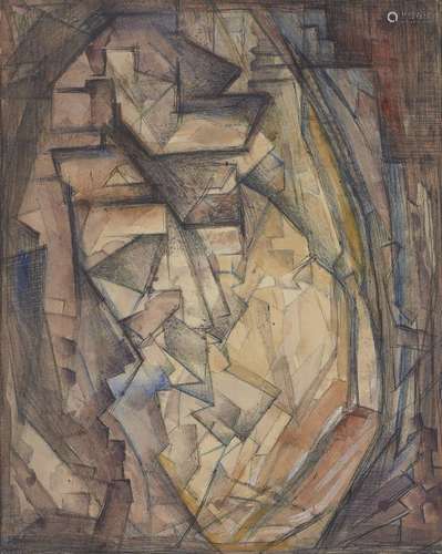 Elsie Marian Henderson, British 1880-1967- Cubist Landscape; watercolour, bears a stamp on the