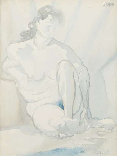 Roland Vivian Pitchforth RA ARWS, British 1895-1982- Blue Nude; watercolour and ink, signed in