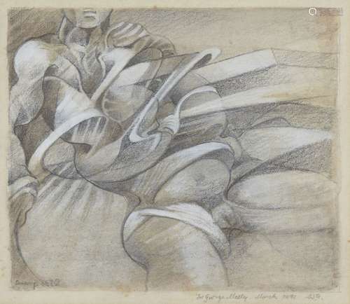 Wilfred Avery, British 1926-2016- Figure Study; pencil heightened with white, signed, dedicated