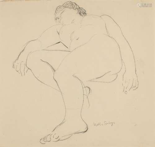 Willi Soukop, British 1907-1995- Reclining female nude (recto) and seated nude (verso); pencil and