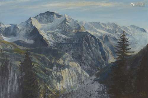 A. G. Levett, British School, mid 20th century- The Jungfrau; oil on canvas, signed with initials,