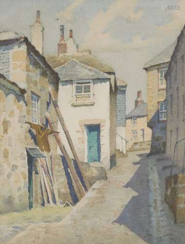 British School, early 20th century- Bethesda Hill, St Ives; watercolour, signed indistinctly and