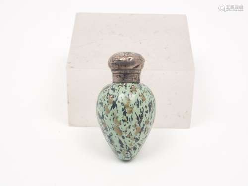 A Victorian silver topped porcelain scent bottle, Mappin Brothers, London 1884, the porcelain body