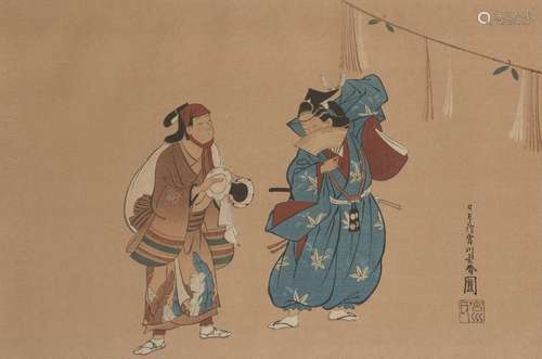 A collection of six Japanese reproduction woodblock prints, early 20th century, including