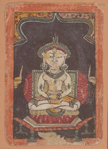 Ara (the 18th Jain Tirthankara), Rajasthan, circa 1750, opaque pigments on paper, 15.5 x 11cmAra (