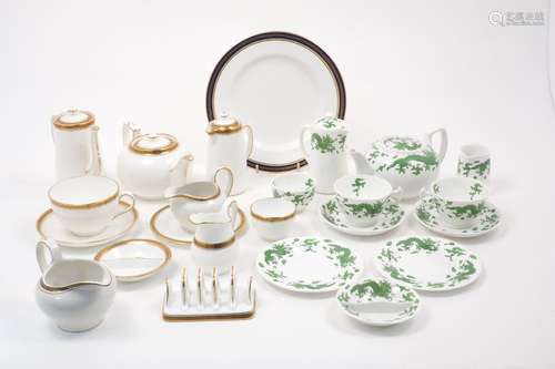 A group of Hammersley & Co. and T. Goode & Co. tea set items in the Chinese green dragon motif