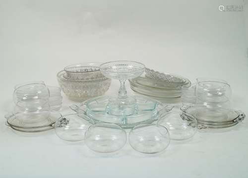 A collection of mid-20th century and later glass dishes,to include, a glass hors d'oeuvres dish,