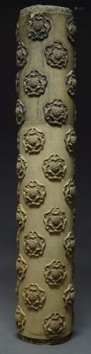 A large clay chimney, late 19th , early 20th Century, of cylindrical form, overall applied with