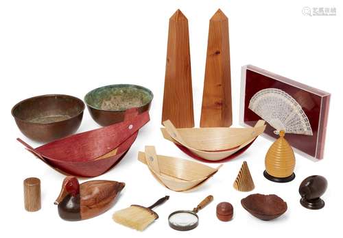 A selection of early 20th century and later objects of vertu, to include: a novelty lignum vitae