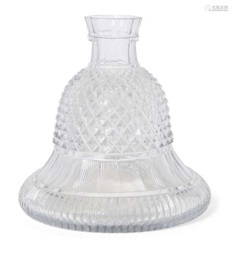 A cut glass huqqa base, probably London for the Indian market, circa 1820-30, of bell-shape form, on