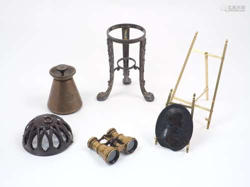 A group of worked metal objects of virtu, 19th / 20th century, to include a group of brass miniature