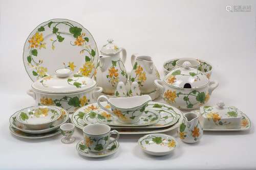 An extensive Villeroy & Boch Geranium pattern part tea and dinner service, comprising two twin