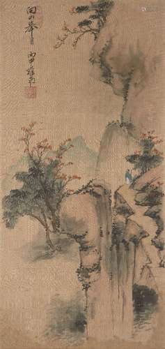 Early 20th century Chinese School, pair of ink and colour on silk, scholars wandering through