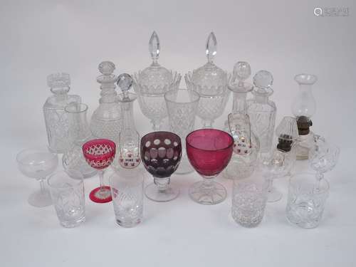 A pair of cut glass sweetmeat dishes with covers, early 20th century, of chalice form with