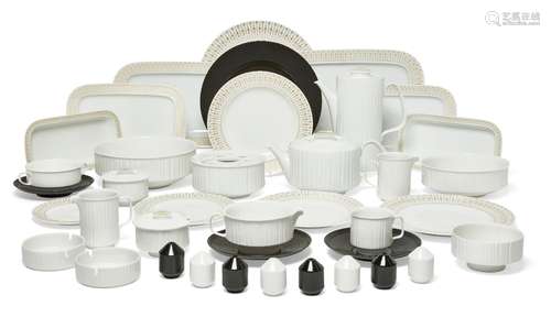 An extensive Rosenthal Studio Line Tapio Wirkkala pattern dinner service, comprising: a tea pot, a