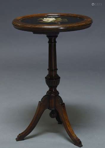 A Victorian rosewood and Pietra Dura occasional table, the marble inlaid to centre with floral