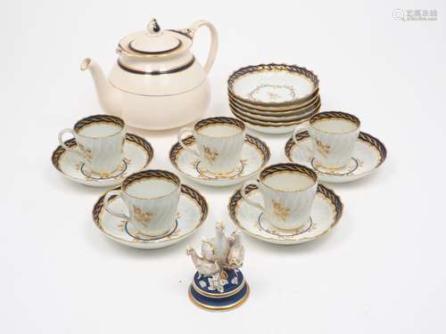 A collection of Worcester ‘Flight’ period c. 1783-92 coffee cans and saucers, of wrythen moulded