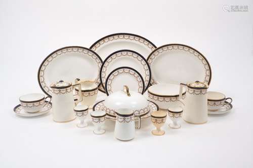 A George Jones & Sons Crescent Burnished Gold part tea service, 20th century, comprising twenty