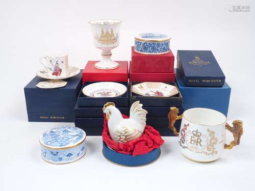 A collection of commemorative ceramic wares, to include a group of six Spode Chairman’s Presentation