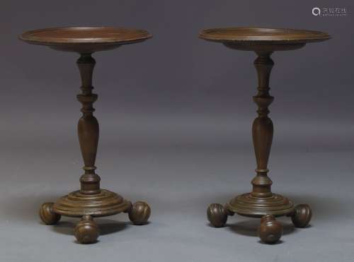 A pair of rosewood occasional tables, possibly Anglo-Portuguese, early 19th Century, the circular