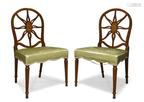 A pair of George III mahogany side chairs, in the manner Henry Hill of Marlborough, the pierced